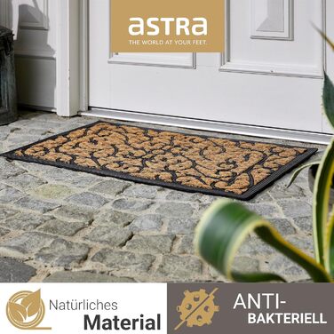 Нековзний килимок для вулиці Astra, стійкий до атмосферних впливів - вхідний килимок Coco Deluxe з гуми та кокосу, антибактеріальний - брудозахисний килимок 45x75 см, комплект з 2 шт. , рельєфний візерунок.