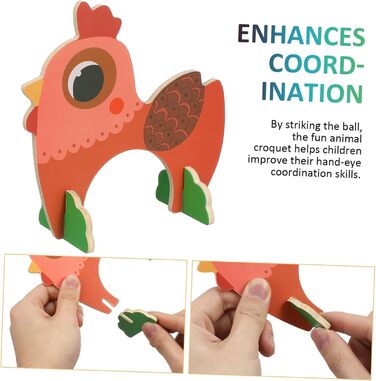 Набір іграшок Toyvian для гри в крокет із зображенням тварин для дівчаток з дерев&39яними молотками та м&39ячами. Креативна іграшка для всієї родини, як для дому, так і для вулиці. Сприяє розвитку координації та взаємодії рук і очей.