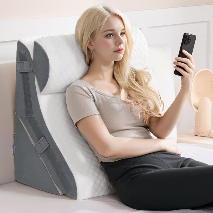 Ортопедичний комплект подушок-клинів 3-в-1, регульована трикутна подушка з піни з ефектом пам&39яті для підтримки ніг і колін, апное сну, болю в спині, полегшення печії та хропіння