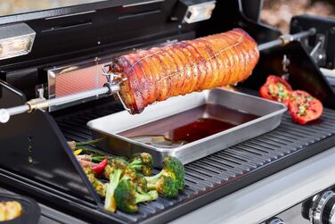Універсальна піддон-чаша RSLE Barbecue Pro з нержавіючої сталі 18/10 для маринування та подачі, піддон для газових та вугільних грилів, підходить для посудомийки, сріблястий, 41.5 x 22.5 x 4.7 см