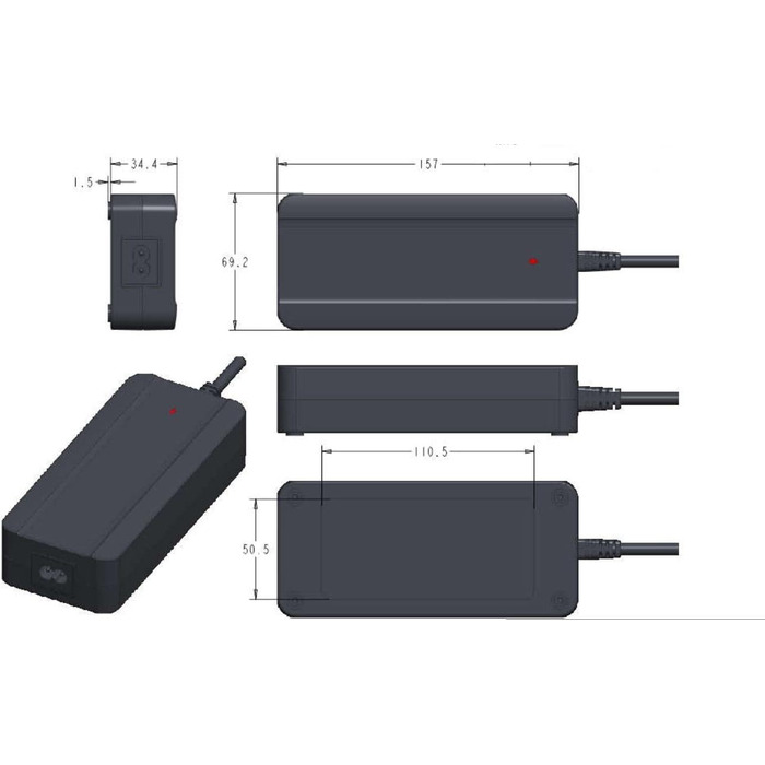 Зарядний пристрій Enerpower Li-Ion 42V для 36V-37V 2A 85W з круглим роз&39ємом 5,5 x 2,5 мм для багажних скриньок, Hailong тощо, сумісний з електросамокатами, такими як SoFlow, Cityblitz, Bluewheel, VMax, Trekstor тощо (GS, UL)
