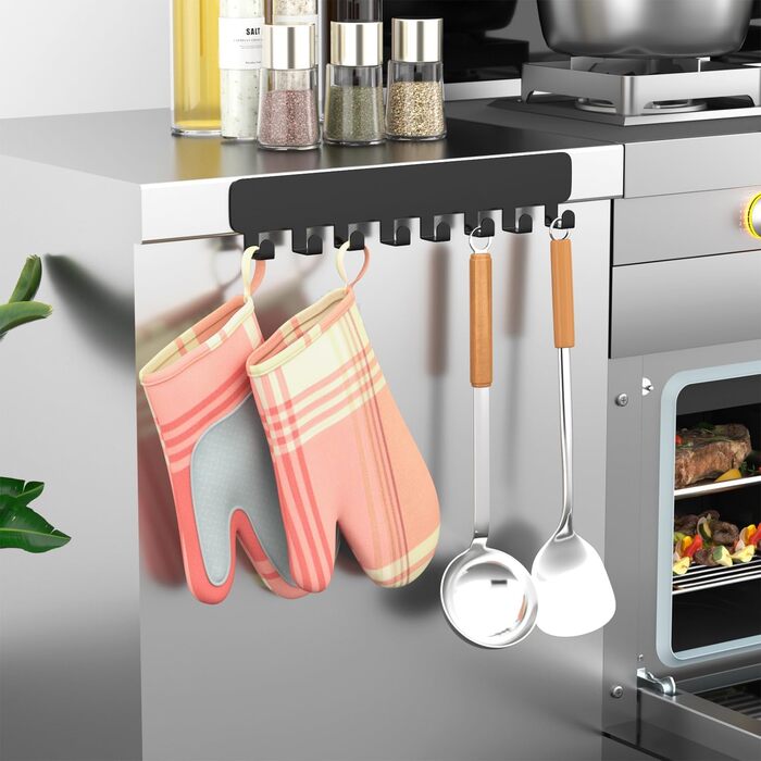 Дошка для ключів pickpiff з 8 гачками, органайзер для ключів настінний чорний, тримач для ключів для декору настінних гачків, трим