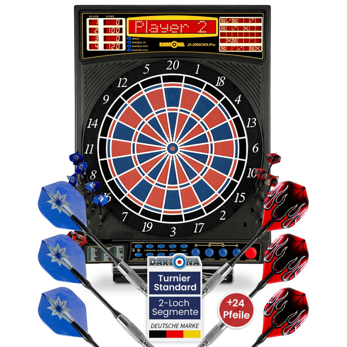 Електронна мішень для дартсу Dartona JX2000 Tournament Pro - Електронна мішень для дартсу Турнірна дошка з 41 грою та понад 200 варіаціями Дуже хороший рейтинг на Vergleich.org