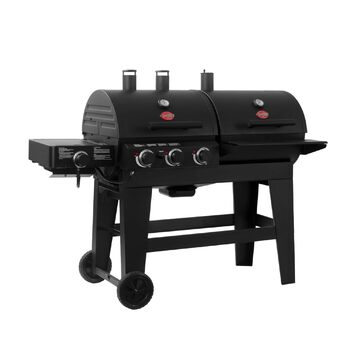 Газовий та вугільний гриль Char-Griller Double Play, Dual Fuel BBQ з 4 пальниками, бічним пальником, площа гриля 7548 см, чорний