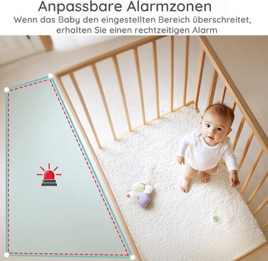 Радіоняня BOIFUN 2K із додатком камери, виявлення плачу/руху/шуму, інтелектуальне нічне бачення, автоматичне відстеження, PTZ 345/