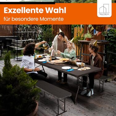 Розкладний фуршетний стіл Розкладний садовий стіл з поліратангу Всепогодний та складний пивний стіл Міцний розкладний стіл для саду, фестивалів, кемпінгу та заходів на свіжому повітрі (чорний)