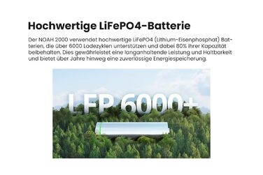 Блок акумулятора енергії Growatt NOAH 2000 для балконних електростанцій, ємністю 2048 Втгод із вхідною потужністю фотоелектричних елементів 1800 Вт, клас захисту IP66, для балконних електростанцій (NOAH 2000 * 1) NOAH 2000*1