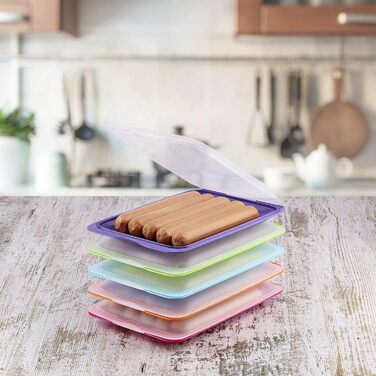 Високоякісні коробки для штабелювання TATAY з підносом для подачі, коробки для зберігання в холодильнику (8 різних кольорів) 8 кольорів