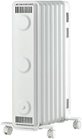 Еко-радіатор ewt NOC eco 15M, допоміжний обігрівач для невеликих приміщень, включаючи 3 режими нагріву, мобільний завдяки колесам та заглибленим ручкам, обігрівач з ребристою конструкцією для рівномірного нагрівання, 1500 Вт, білий