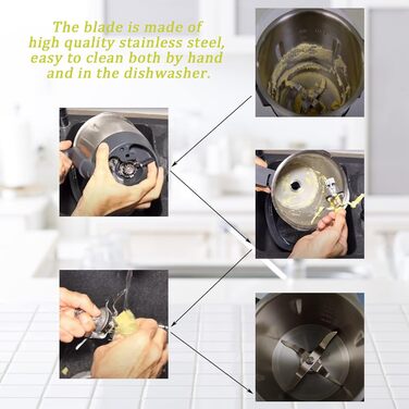 Змінний ніж Poweka сумісний з кухонним комбайном з нержавіючої сталі Silvercrest Monsieur Cuisine Connect і Monsieur Cuisine Smart з ущільнювальним кільцем і щіткою для чищення
