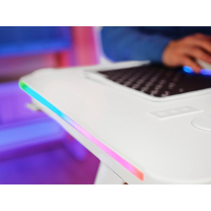 Ігровий стіл Trust Gaming GXT 709W Luminus RGB зі світлодіодним підсвічуванням, 10 режимами, живленням від USB, білий ігровий стіл з гарнітурою та підставкою для чашок, 120 x 60 см, комп&39ютерний стіл для офісу, геймерський 120 x 60 см - RGB білий