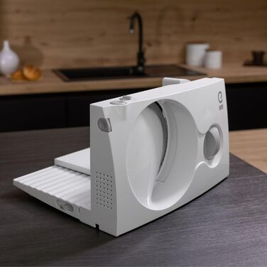 Харчовий слайсер ЧОРНИЙ Зроблено в EU I Компактний електричний слайсер, Хліборізка Ø 170 мм лезо з нержавіючої сталі 2в1 Регульований 0-17 мм, без бісфенолу А 100 Вт (142420002) Чорний RS42, 42