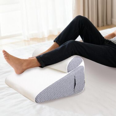 Подушка-клин для сну, подушка-клин для читання для ліжка та дивана, як подушка для ніг або спини, рефлюксна подушка для ліжка та дивана, клин для матраца для дорослих, клин для рефлюксної подушки (біла)