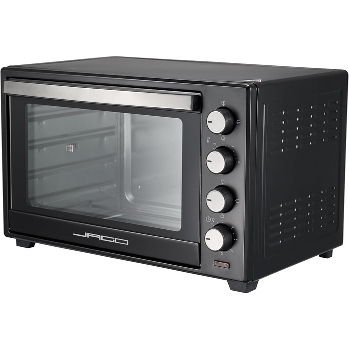 Міні-піч Jago - з конвекцією, гриль, внутрішнє освітлення, електрична, 48 л, 6 режимів приготування, 2000 Вт, таймер, 100-230, подвійні скляні дверцята, чорний - міні-духовка, міні-електрична духовка, духовка, духовка-гриль
