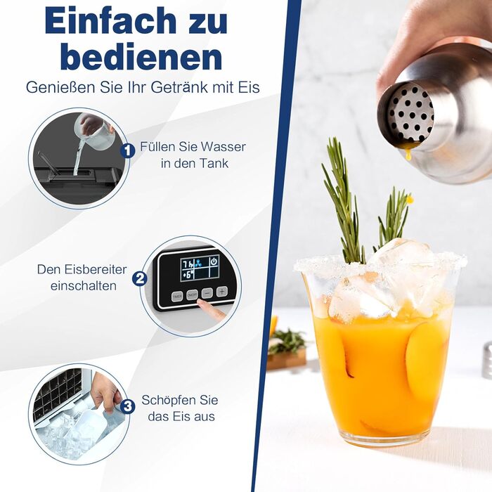 Машина для виробництва кубиків льоду COSTWAY 2.4 л, льодогенератор 18 кг за 24 години, льодогенератор 24 кубики льоду за 15 хвилин, льодогенератор з лопатою/таймером/функцією самоочищення