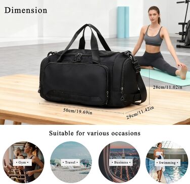 Спортивна сумка для жінок та чоловіків, дорожня сумка, спортивна сумка SUNYBLIS 40 л з відділенням для взуття, відділенням для вологи, водонепроникний спортивний рюкзак, тренувальна сумка з рюкзаком, сумка для вихідних, ручна поклажа, дорожня спортивна су