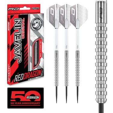 Дартс RED DRAGON - Оригінальні вольфрамові дартс Javelin Професійні сталеві дартс з металевими наконечниками, стрілками та древками Доступні вагою 20 г, 22 г, 24 г, 26 г Точні, міцні та ідеально збалансовані.