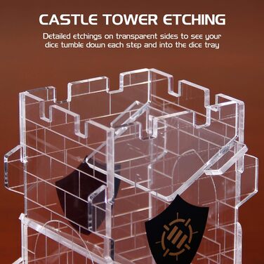 Лоток для кубиків ENHANCE Dice Tower для настільних рольових ігор - Дизайн вежі замку, портативний ролик для кубиків, кидання до 14 стандартних кубиків одночасно - Витравлений дизайн ідеально підходить для ігрових вечорів