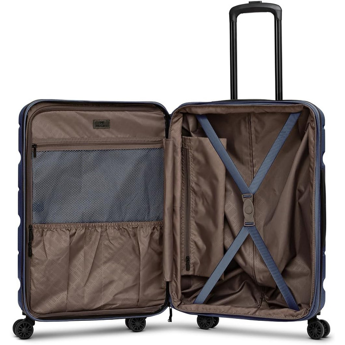 Валіза Franky для чоловіків та жінок Середній візок 44,5 x 28 x 66 см виготовлена з високоякісного, ударостійкого ABS-матеріалу Розсувна та телескопічна ручка Серія Munich 4.0 темно-синього кольору, матовий колір, 66 см