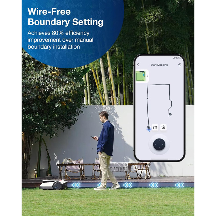 Роботизована газонокосарка ECOVACS Goat G1-2000 зі стійким гаражем та модулем автоматичного підключення, бездротовий периметр для