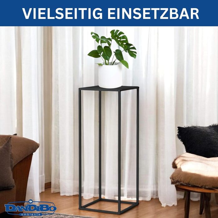 Металева підставка для рослин DanDiBo, чорна, квадратна, 80 см, 96588, Журнальний столик, високий квітковий табурет, сучасний дизайн, 80 см ()