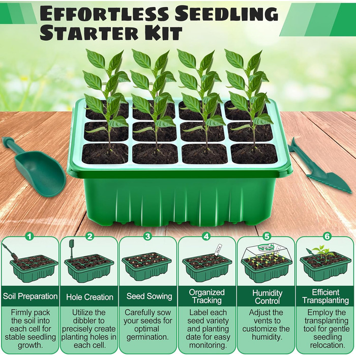 Коробка для розмноження DazSpirit для кімнатної теплиці з 5 упаковками з освітленням, міні-набір для розмноження для теплиць, освітлення рослин із таймером і регульованою яскравістю, лотки для розмноження розсади для теплиць, садівництво