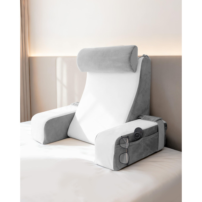 Подушка для читання для ліжка та дивана, подушка для книги зі знімним потиличним валиком та підлокітником, подушка для спини ліжка, настінна подушка, багатофункціональна клиноподібна подушка для читання, роботи, перегляду телевізора