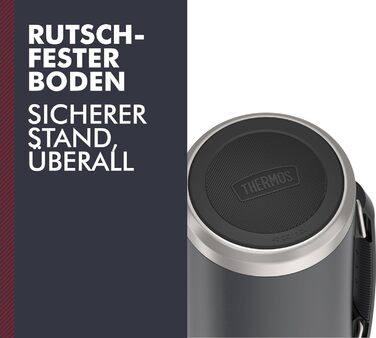 ТЕРМОС ICON ПЛЯШКА ДЛЯ НАПОЇВ 1,20 л, сірий/графітовий матовий, термос 1200 мл, ізольована пляшка з чашкою для пиття, термос з ручкою, зберігає напої гарячими/холодними протягом 24 годин, можна мити в посудомийній машині, герметичний, без BPA, 1200 мл, те