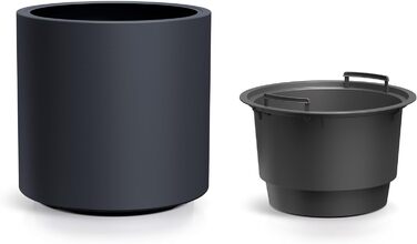 Пластиковий квітковий горщик Spetebo XL, круглий, прямої форми - 47 x 44 см - дизайнерський квітковий горщик антрацитового кольору з посадковою вставкою - кашпо, ваза для квітів, садове кашпо, велике - Модель 2 / 47 x 44 см