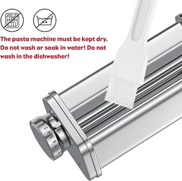 Насадка для локшини TPGSING Насадка для локшини з нержавіючої сталі для кухонного комбайна Kenwood, ролик для листового локшини для аксесуарів Kenwood Kmix, 8 регульованих товщин, срібло