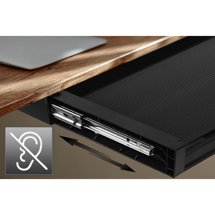 Плоска шухляда під столом 758 мм Міцна пластикова шухляда зі сталевими напрямними до 10 кг Компактний органайзер для офісу та домашнього офісу (чорний), 302