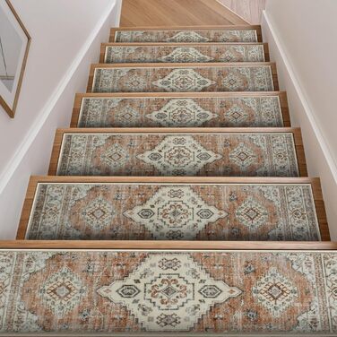 Килимки для сходів OJIA з нековзним покриттям для дерев&39яних сходів у приміщенні, 76,2 x 20,3 см, м&39які, що праються, доріжка для сходів, килимки для сходів, килимки для дітей, домашніх тварин, людей похилого віку, 15 шт. , бежевий