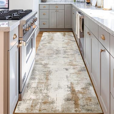 Килимова доріжка Famibay 80x300 см Бежева килимова доріжка для передпокою, що миється, нековзка, кухонна килимова доріжка для передпокою, довга кухонна доріжка, сучасна для передпокою, кухні, спальні, вітальні, бежево-коричнева 80 x 300 см