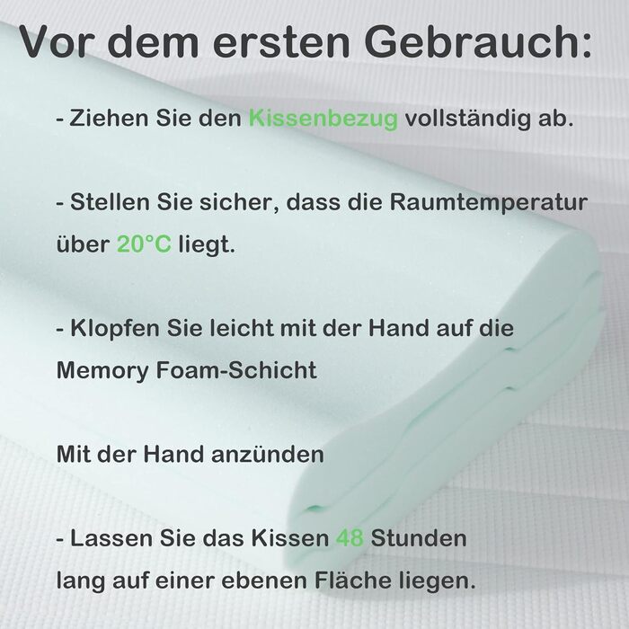 Подушка LAMB з регульованої по висоті піни з ефектом пам&39яті, ергономічна подушка для підтримки шиї, щільність 50D, знімний чохол, підходить для сну на боці - синя, 2 шт., 60x35x12/10 см, синя піна з ефектом пам&39яті