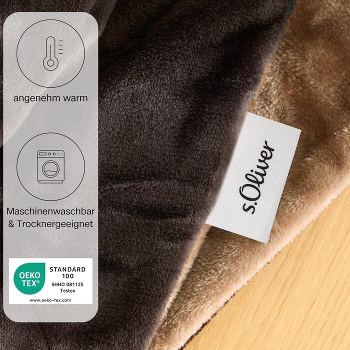 Флісова ковдра 150x200 - супер м&39яка та тепла, поліестерова флісова ковдра, темно-коричнева, 150 x 200 см, коричневий/бежевий