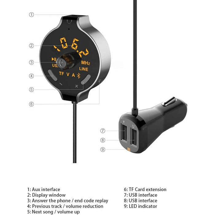 Передавач Автомобільний Bluetooth 4.2, MoreChioce Bluetooth-приймач mp3-плеєр Адаптер автомобільного радіо гучного зв'язку Bluetooth Передавач Bluetooth Бездротовий аудіоадаптер Підтримка подвійної зарядки USB