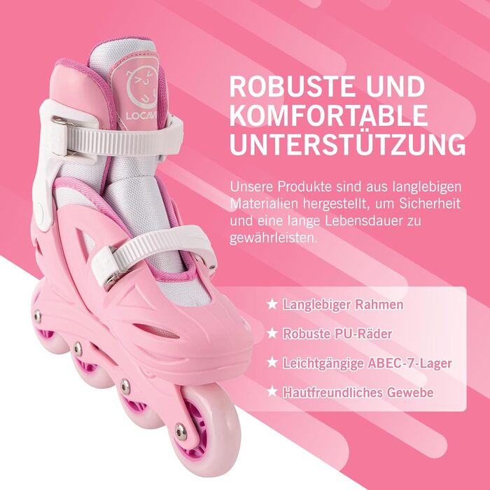Роликові ковзани дитячі для дівчаток, регульовані 4 розміри роликових ковзанів з підсвічуванням коліс для дівчаток S26-29 EU рожев