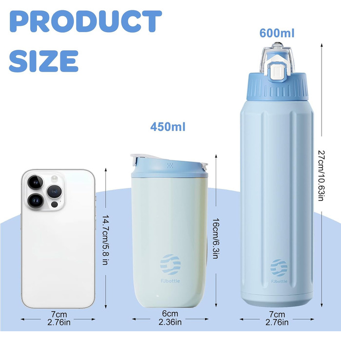 Пляшка для пиття об&39ємом 600 мл з кришкою-фільтром та запобіжним замком, герметична термос-пляшка для води, без BPA із застібкою-кришкою, для спорту, бігу, школи, фітнесу, дітей, світло-блакитний