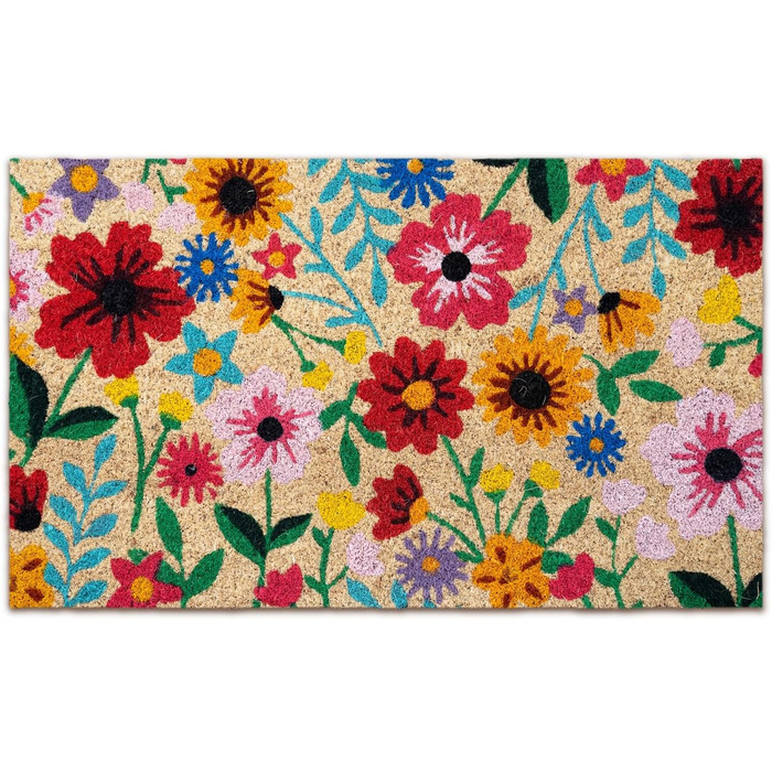 Кокосовий килимок для дверей - Ботанічний - 40x70 см - Килимок для дверей для приміщень та вулиці - Килимки для передніх дверей - Вуличний килимок - Килимки для дверей - Кокосовий килимок для дверей