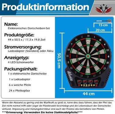 Електронний набір дартсу з голосовими підказками, 4 світлодіодні дисплеї, 6 дротиків, 27 ігор, 243 ігрові опції, професійний електронний дартс для дому, вечірок, саду, бару, 1-16 гравців, чорний
