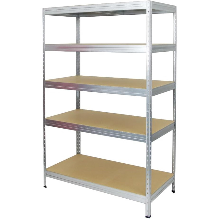 Посилений стелаж (ВxШxГ) 180x120x60 см, Вантажопідйомність полиць 250 кг, Інноваційна вставна система, Оцинкований, Гаражний стелаж, Складський стелаж, Вставний стелаж, Сталь, Підвальний стелаж 180x120x60 см, Оцинкований