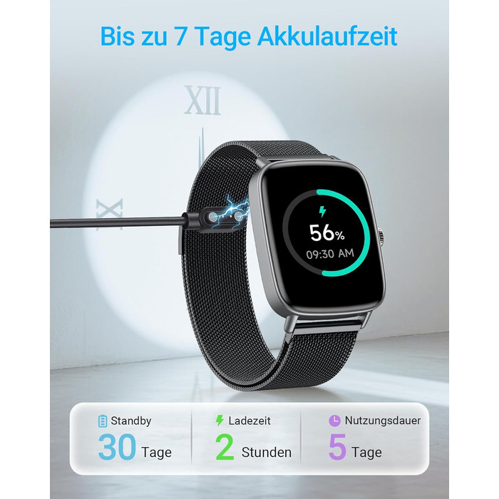 Розумний годинник для чоловіків та жінок з функцією телефону, фітнес-годинник 1,85 дюйма, понад 100 спортивних режимів, фітнес-трекер з моніторингом серцевого ритму/SpO2/сну, крокомір, водонепроникний спортивний годинник IP68 для iOS та Android, металевий