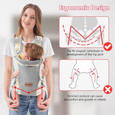 Переноска для новонароджених з поперековою підтримкою. Ергономічна сумка-переноска для новонароджених. Трансформований передній і