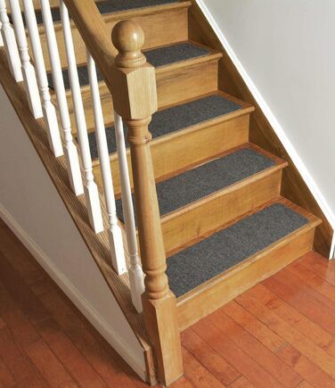 Колекція сходових сходинок RugStylesOnline з нековзним килимовим покриттям для приміщень Темно-сірий Комплект із 13 предметів (8 x 30 дюймів) 22 x 76 см (прямокутний) Темно-сірий