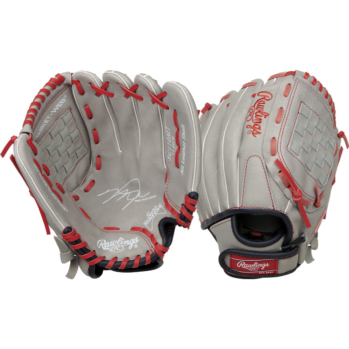 Бейсбольна рукавичка Rawlings Sure Catch Mike Trout Signature для дітей, 28 см, сітчастий дизайн, для метання правою рукою