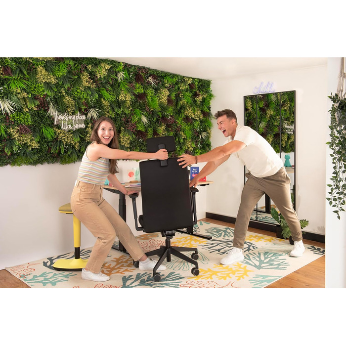 З підголівником ергономічне офісне крісло чорний сучасний дизайн домашній офіс екологічно сертифіковане від Dauphin Black з підголівником, 9246