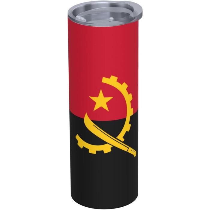 Кухоль з прямою трубочкою, дизайн ангольського прапора, друкований, дорожній кухоль, підходить для кемпінгу, офісу та дому, 590 мл