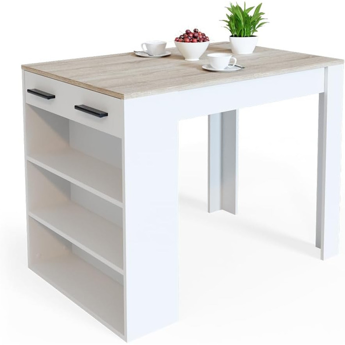 Обідній стіл Vicco Repose, барна стійка для їдальні, Сонома/Білий, 67 x 100 см Сонома/Білий Без барних стільців