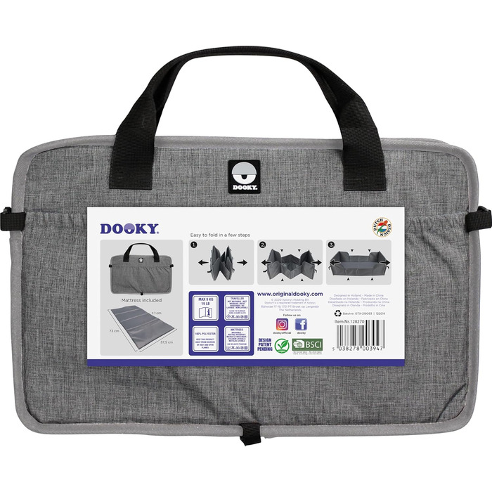 Складне дитяче ліжечко для подорожей з матрацом - надзвичайно легке, компактне, кишені з боків, 41 x 74 см (у зібраному вигляді) / 41 x 26 см (у складеному вигляді), 100 поліестер, чорний/сірий