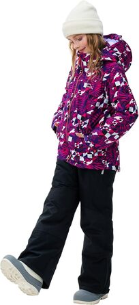 Зимовий комбінезон для дівчаток, комплект з лижної куртки та штанів, капюшон з бретелями, вітрозахисний, водонепроникний, теплий, розмір 140-152, яскраво-рожевий